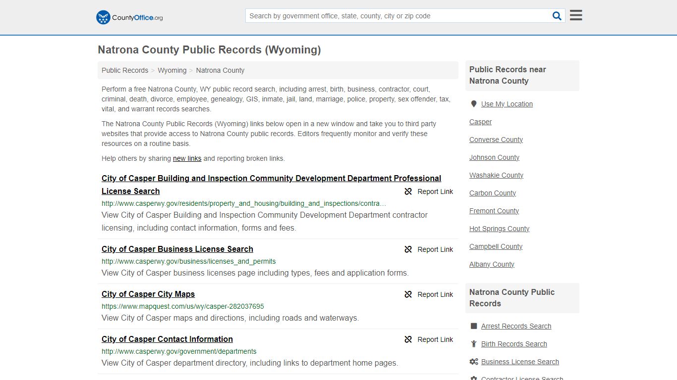 Natrona County Public Records (Wyoming) - County Office